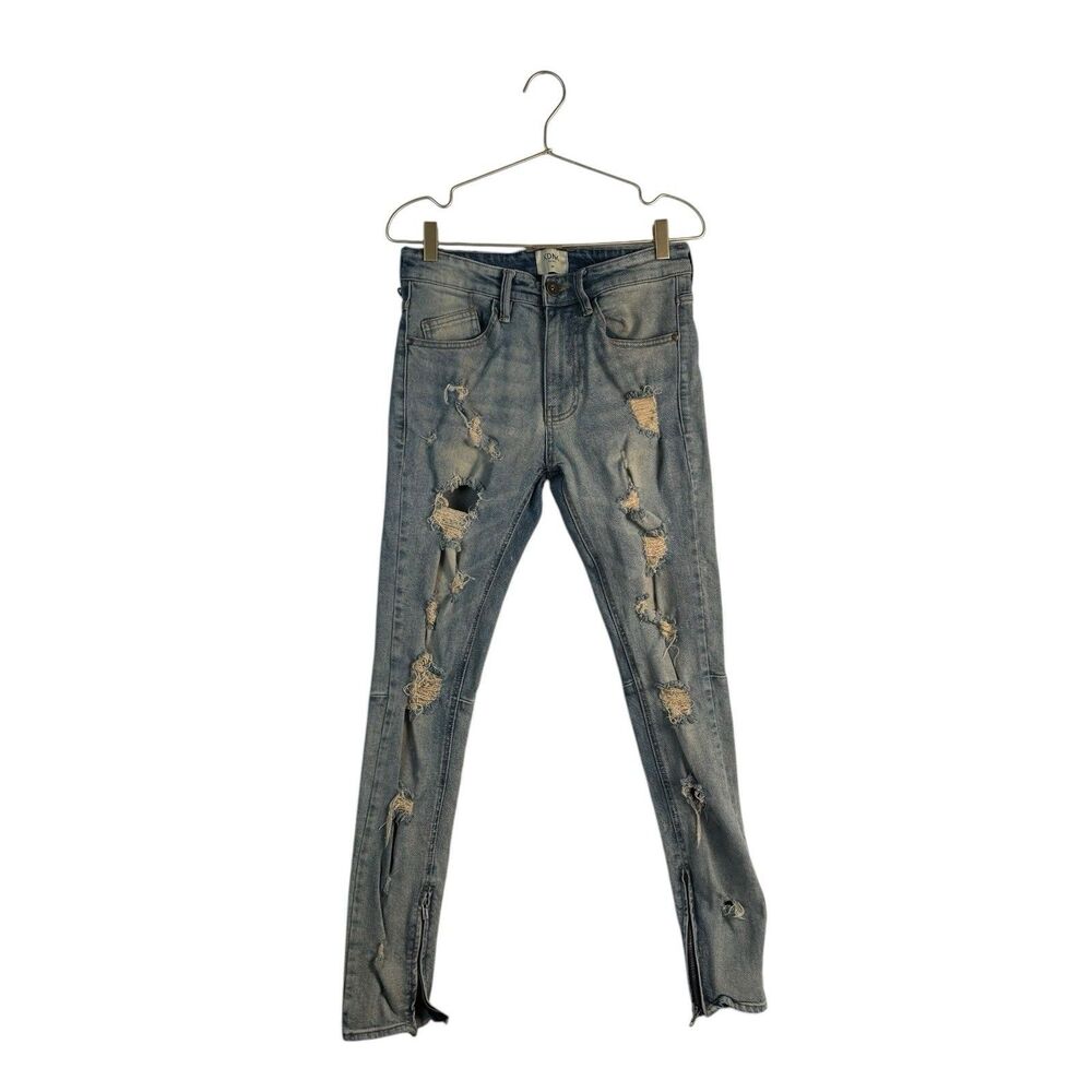 KDNK Skinny Jeans 30 Blue Distress Ripped‎ Stacked  226